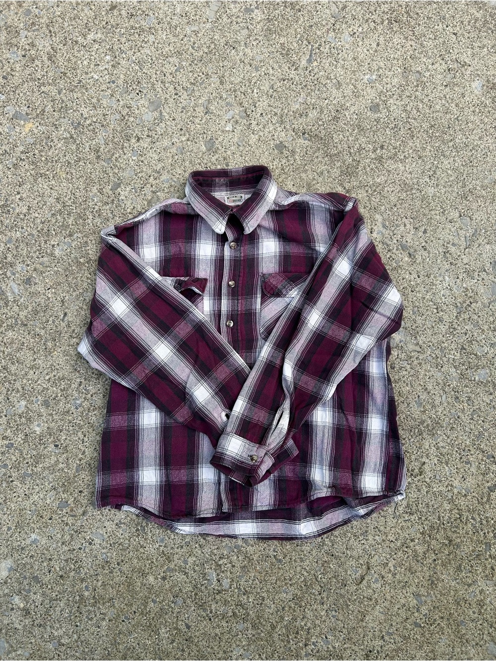 Vintage 90’s Brother Men's Burgundy and White Plaid heavyweight flannel